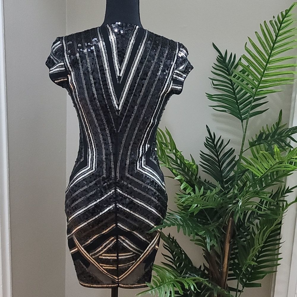 Express Sequins V-neck Dress - Picture 2 of 3
